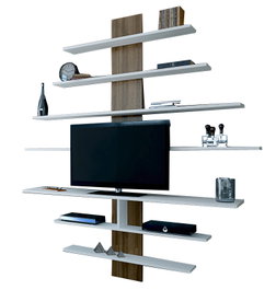 Hanah Home Mueble para TV Blanco y Nogal
